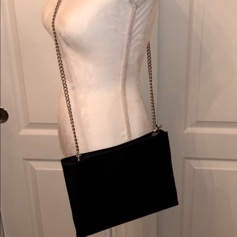 Express Black Snake-Texture Convertible Crossbody Bag
